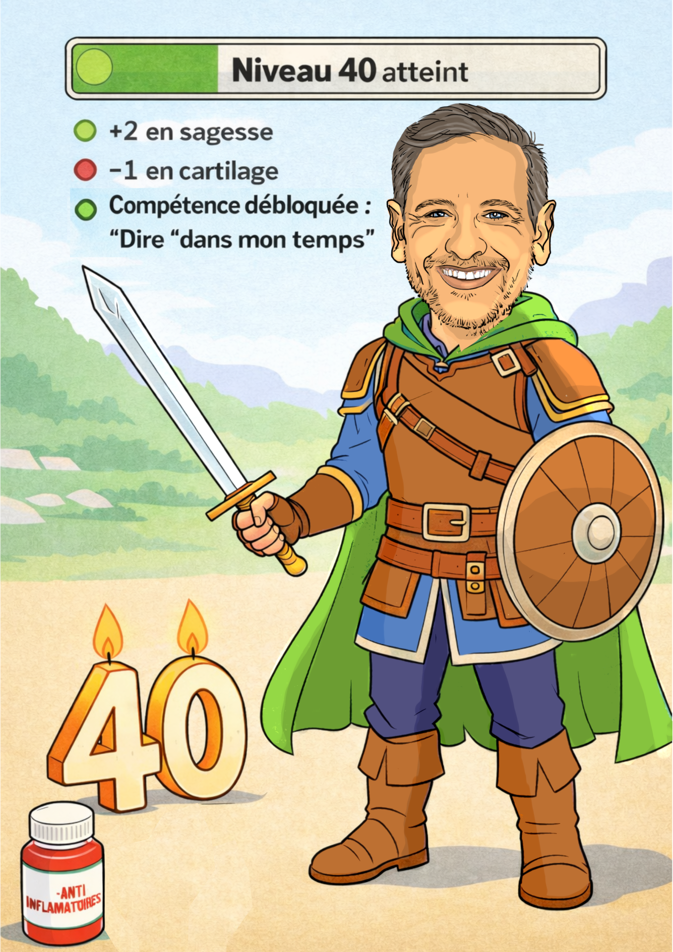 Caricature personnalisée d'après photo anniversaire 40 ans